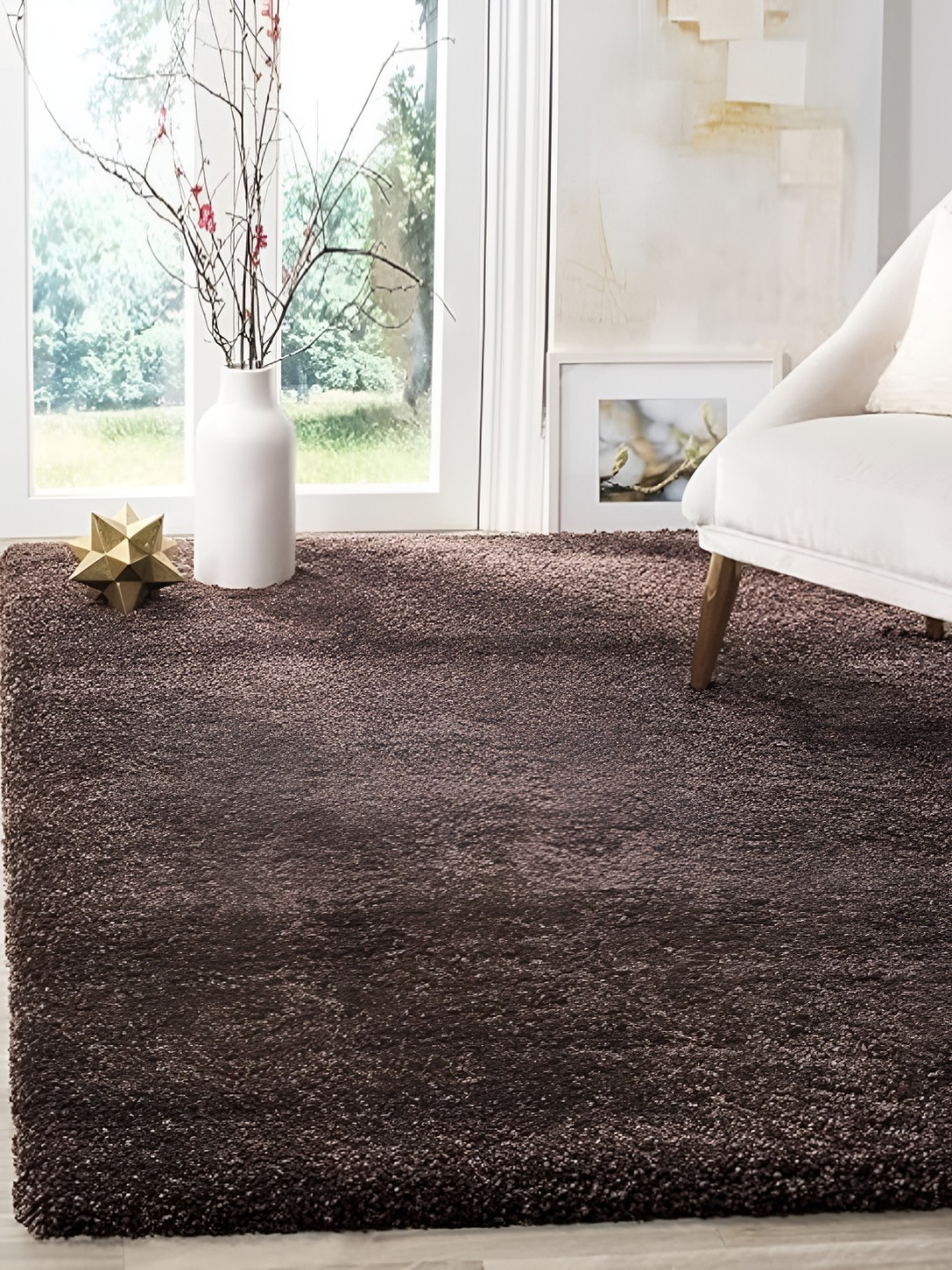 

Shopgallery Brown Textured Anti Skid Rectangle Shaggy Carpet