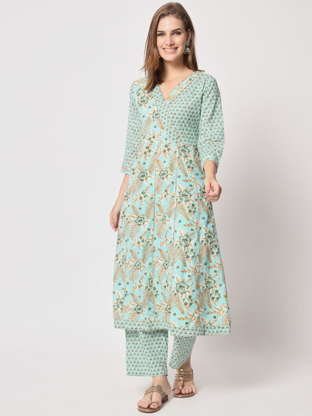 

SALWAT Ethnic Motifs Printed Regular Kurta with Trousers, Blue