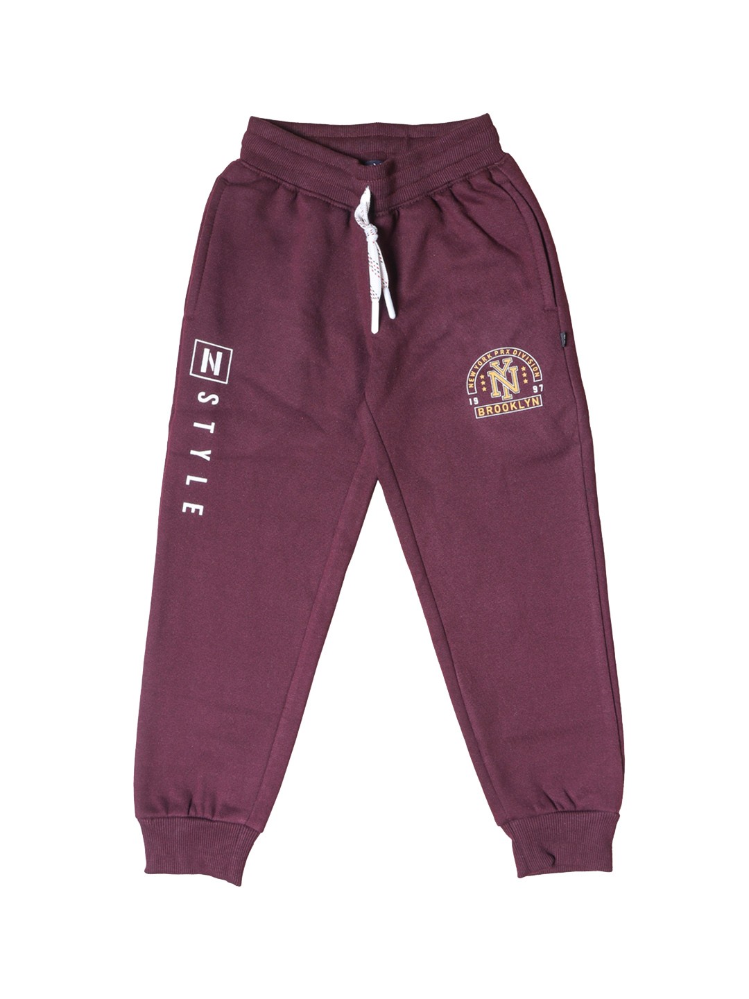 

BAESD Kids Printed Soft Mid-Rise Fleece Joggers, Burgundy