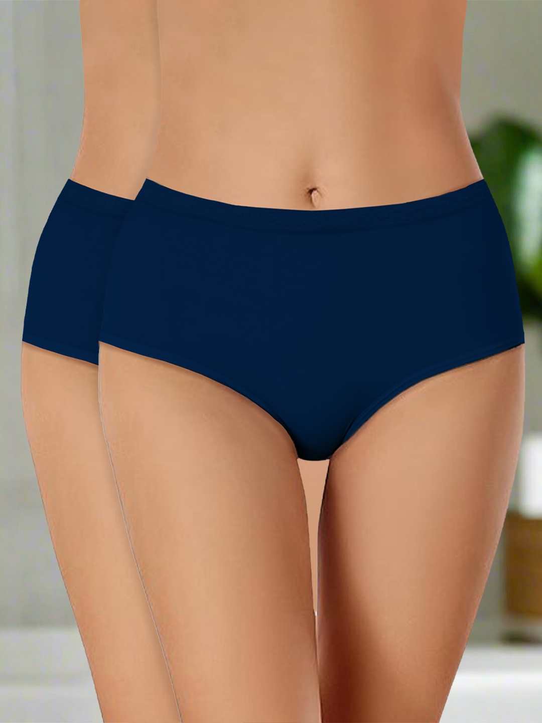 

Heelium Women Pack of 2 Bamboo Odour-Free and Comfortable Hipster, Navy blue