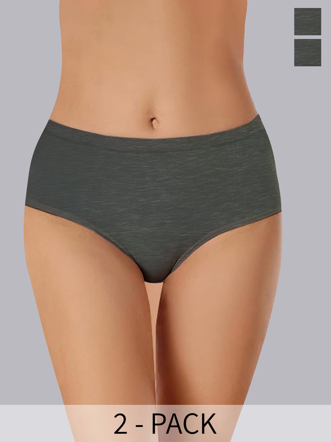 

Heelium Pack Of 2 Anti-Odour Seamless Hipster Briefs, Grey