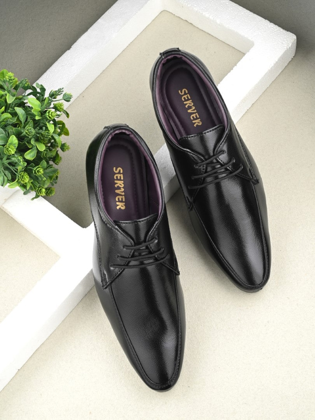 

SERVER Men Round Toe Formal Derbys, Black