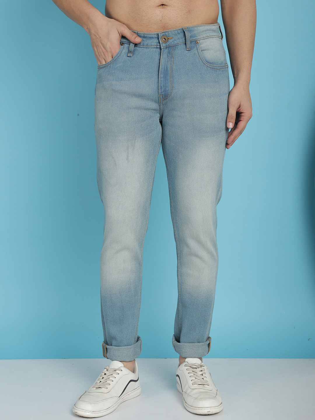 

The Roadster Lifestyle Co. Men Heavy Fade Clean Look Stretchable Jeans, Blue