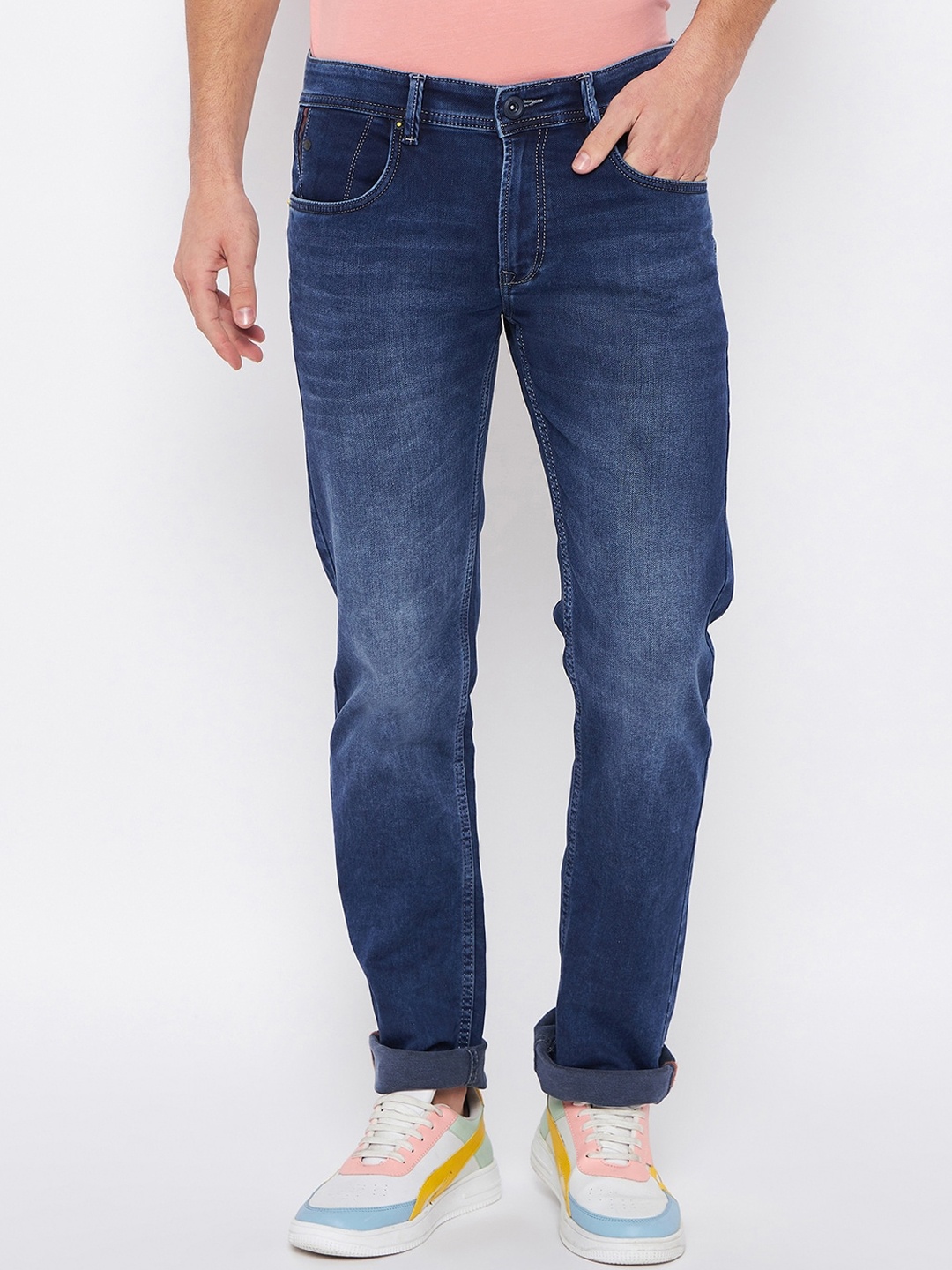 

Duke Men Clean Look Light Fade Cotton Stretchable Stretchable Jeans, Blue