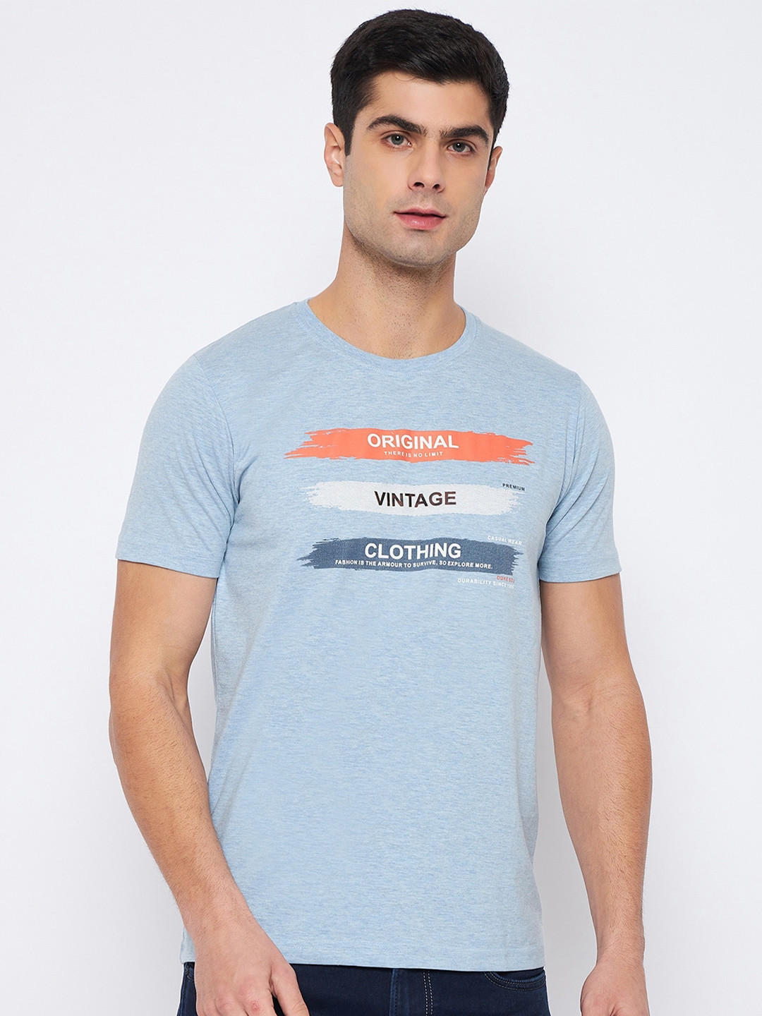 

Duke Printed Cotton Slim Fit Tshirt, Blue