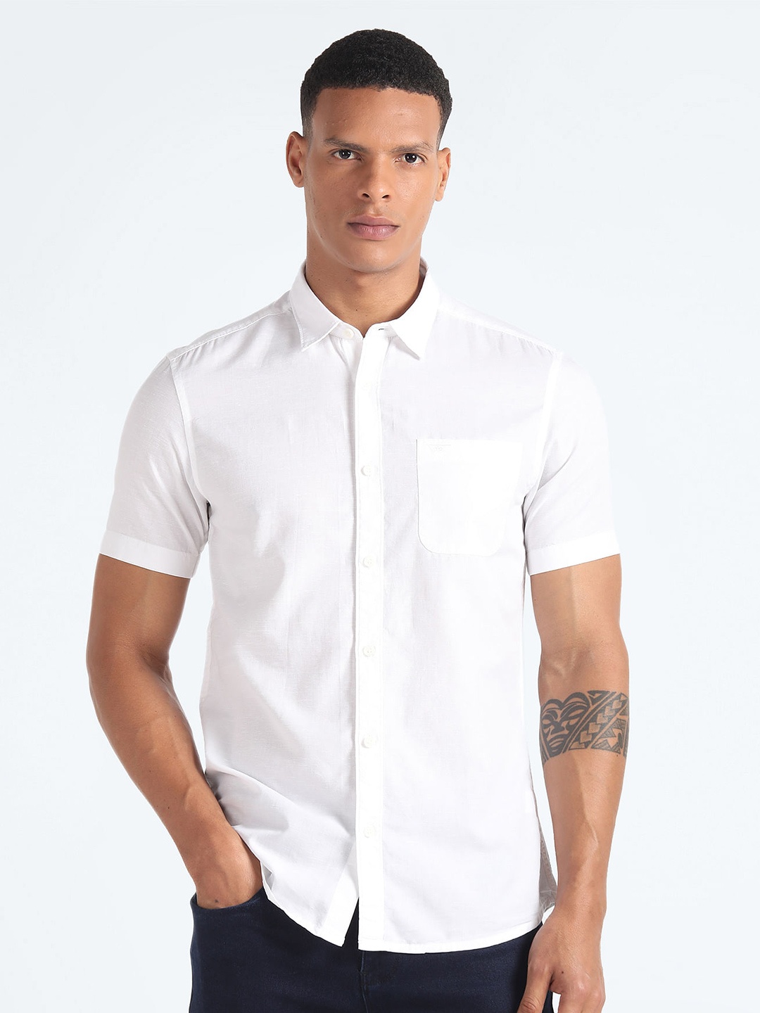 

Flying Machine Slim Fit Cotton Casual Shirt, White