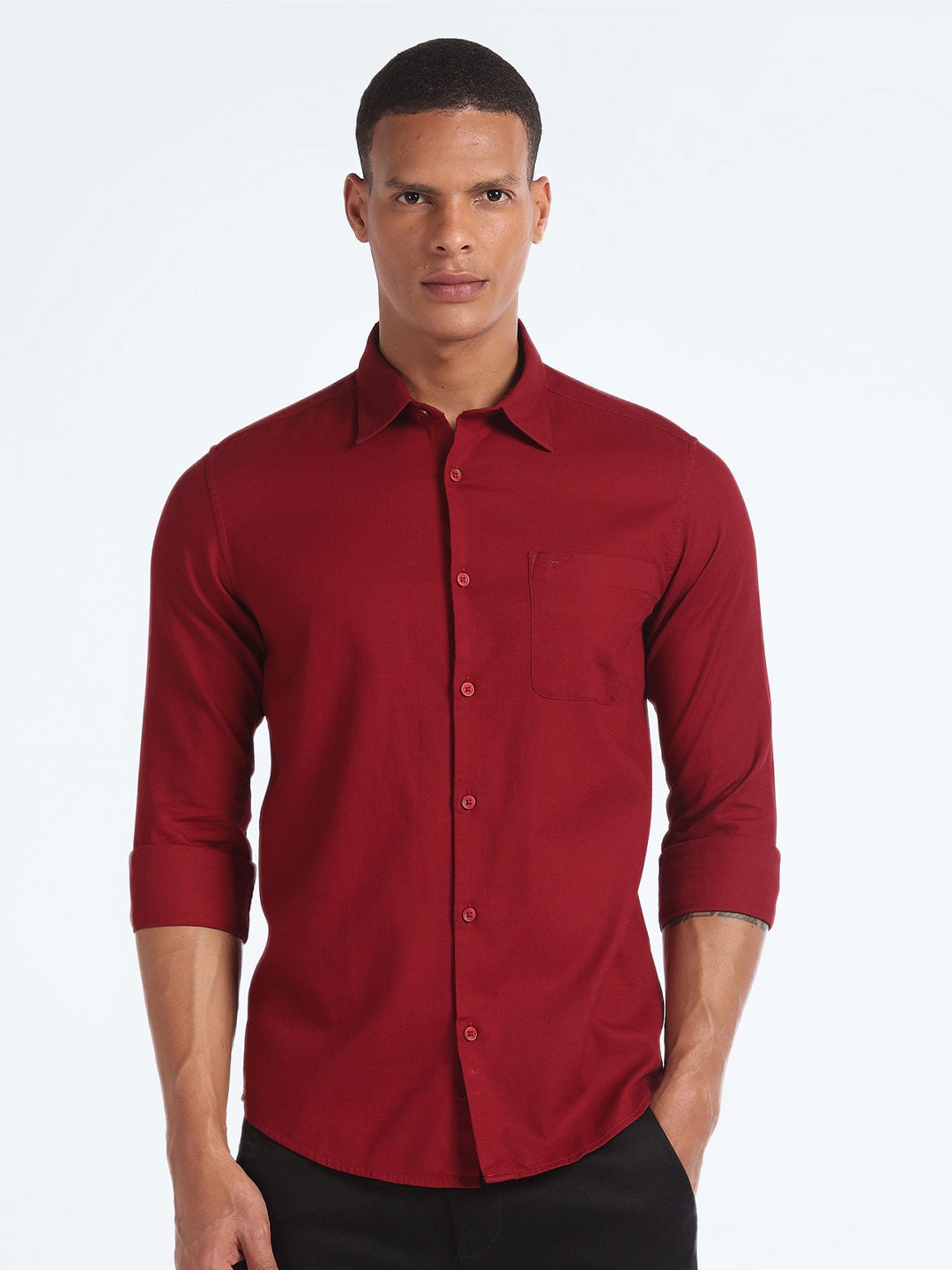 

Flying Machine Slim Fit Cotton Casual Shirt, Red