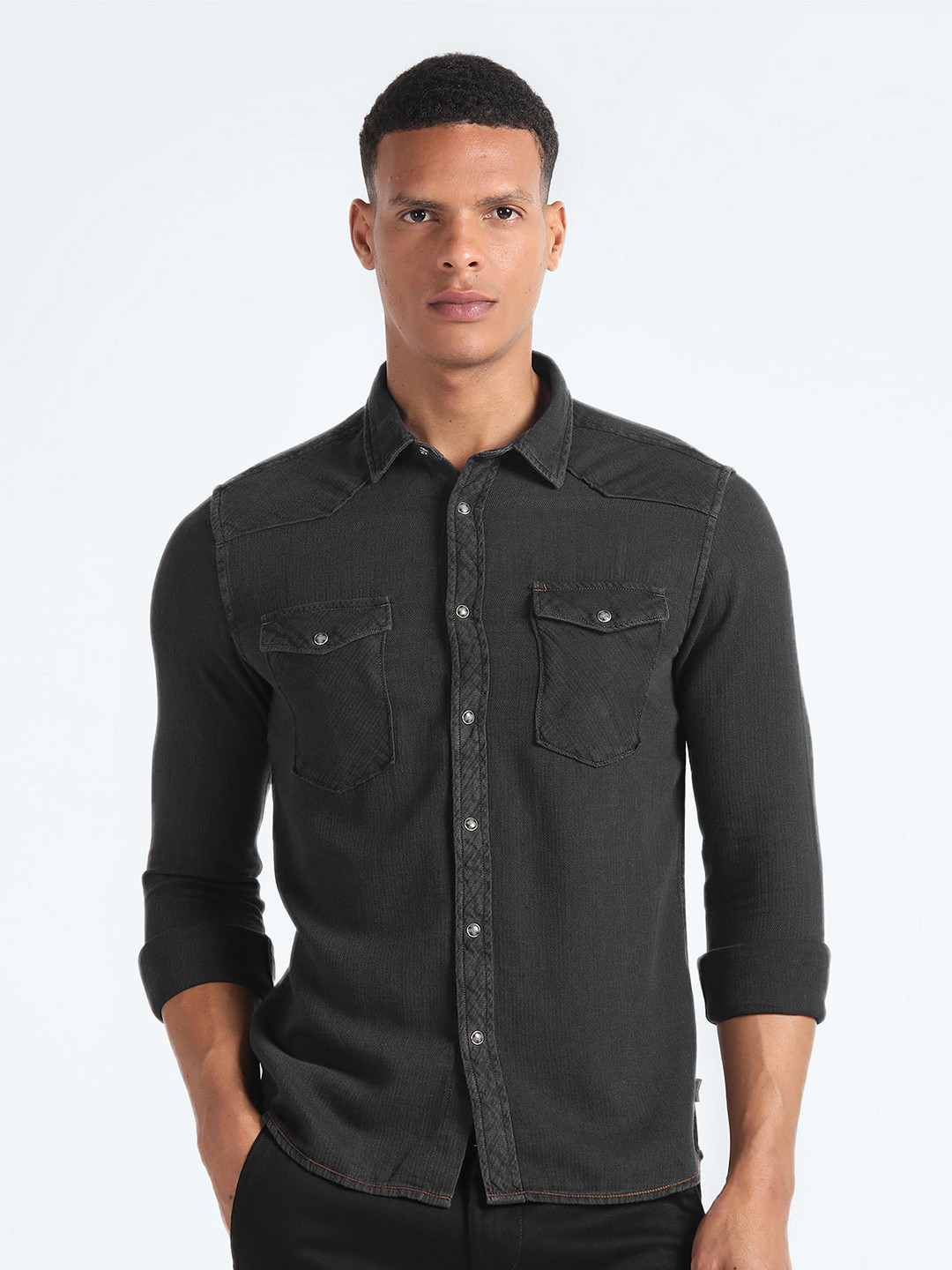 

Flying Machine Slim Fit Pure Cotton Casual Shirt, Black