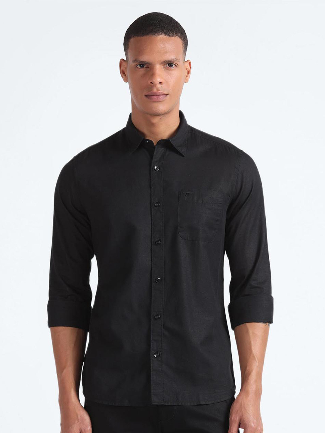 

Flying Machine Slim Fit Casual Shirt, Black