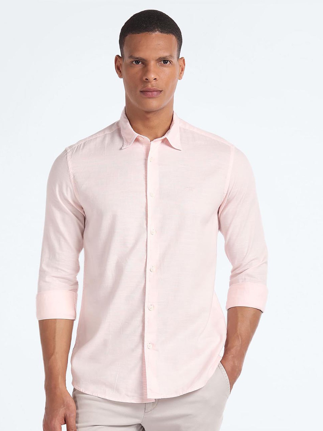 

Flying Machine Slim Fit Cotton Casual Shirt, Pink