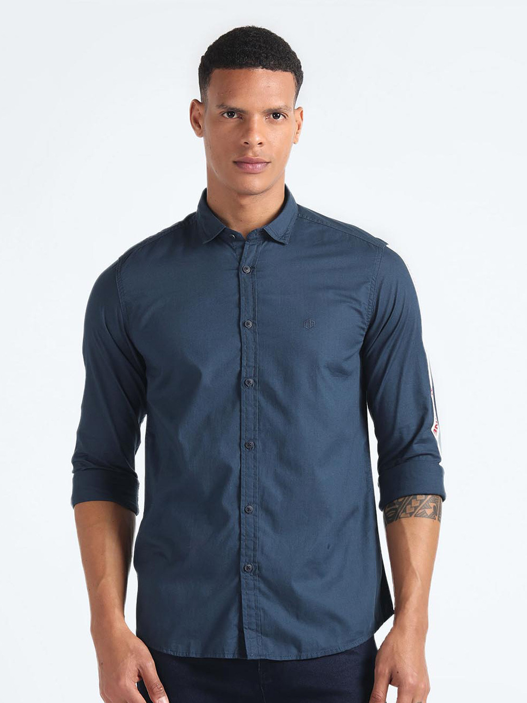 

Flying Machine Long Sleeves Pure Cotton Casual Shirt, Blue