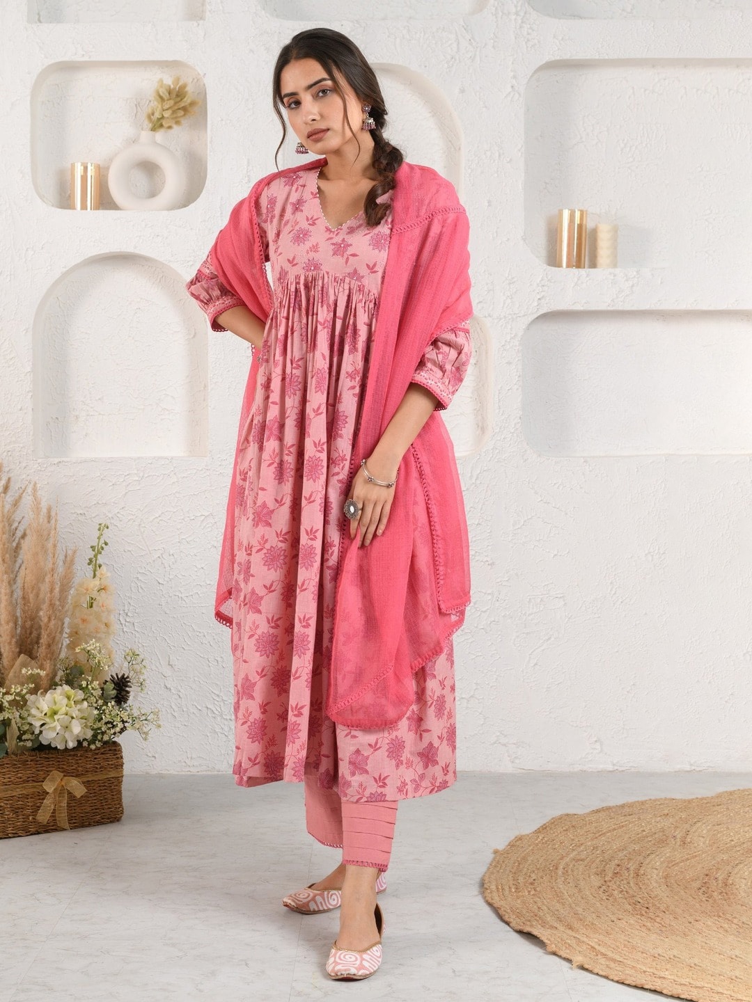 

Prakriti Jaipur Lace Kota Dupatta, Pink