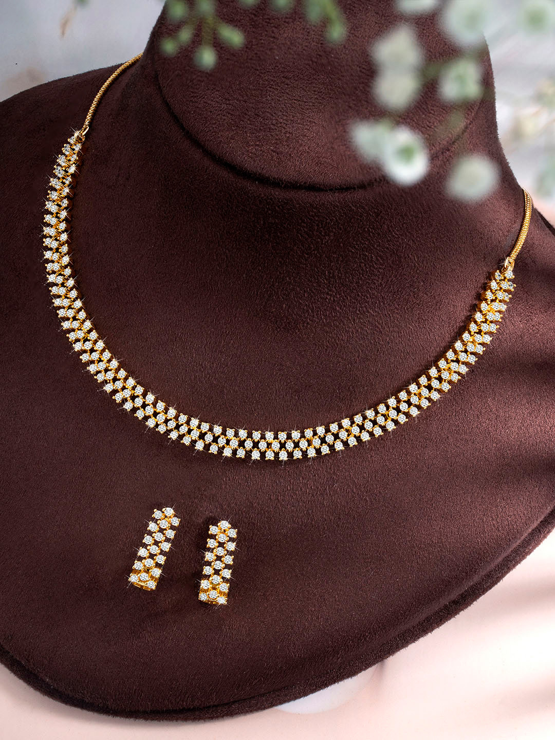 

Peora Gold Plated Cubic Zirconia-Studded Jewellery Set