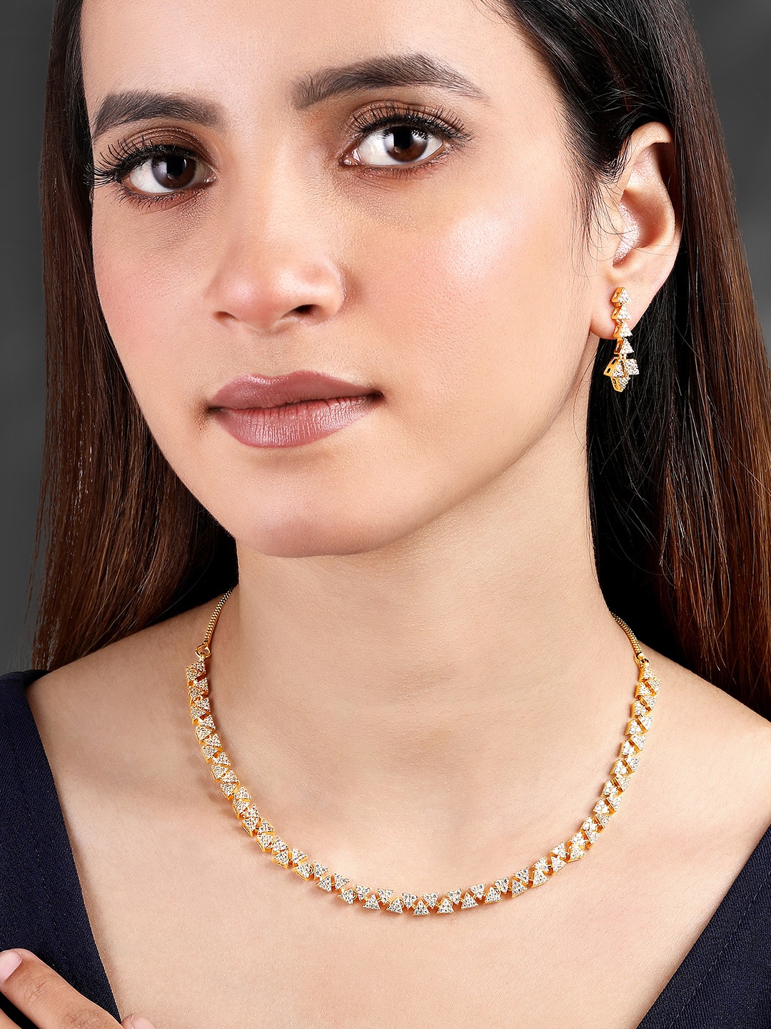 

Peora Gold-Plated Cubic Zirconia-Studded Jewellery Set