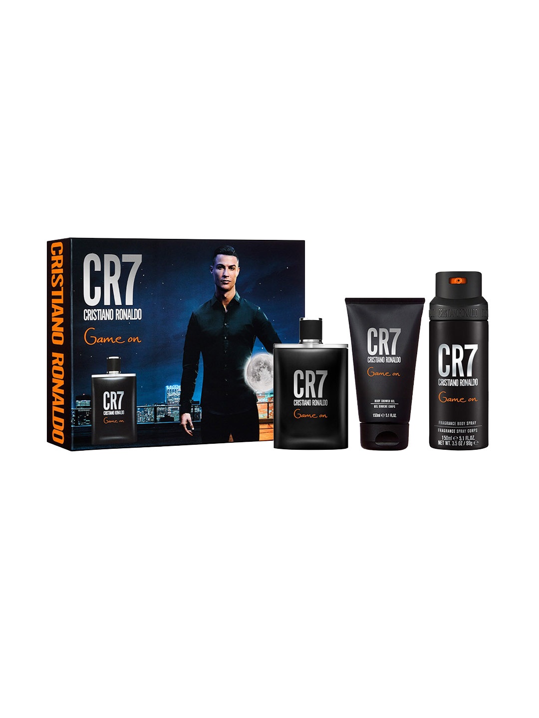 

CRISTIANO RONALDO Game On Set Of 3 CR7 EDT-100ml-Shower Gel-Body Spray-150ml Each, Transparent