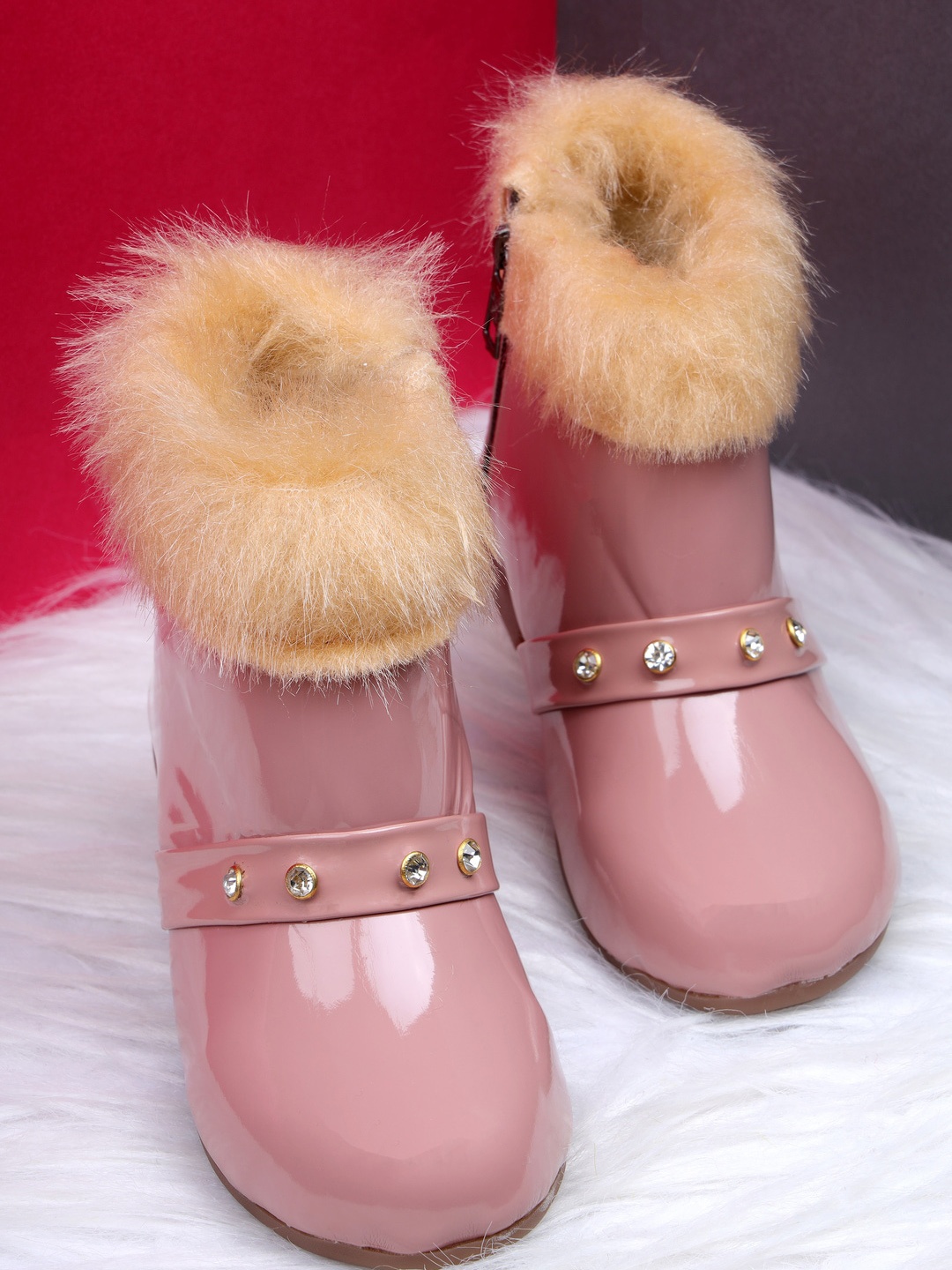 

Tiny Bugs Girls Embellished-Detail Zip-Up Winter Boots, Peach