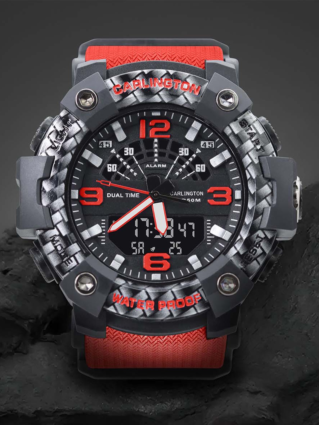 

CARLINGTON Men Round Hybrid Multi Function Watch Endurance 9103 Red