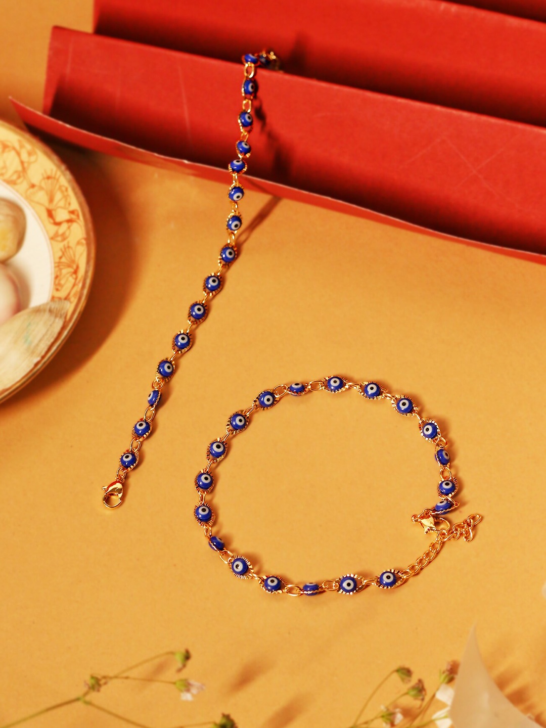 

VIRAASI Set Of 2 Gold-Plated Evil Eye Anklet