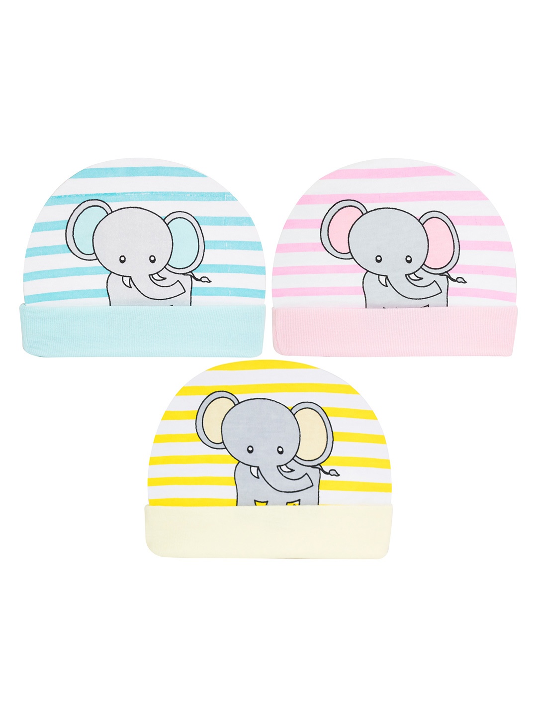 

BAESD Kids Pack Of 3 Graphic Printed Cotton Beanie, White
