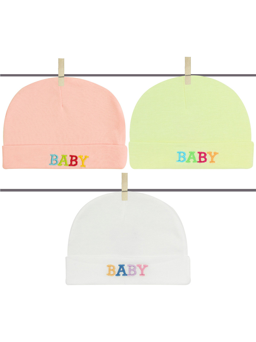 

BAESD Infants Set of 3 Cotton Beanie Caps, Orange