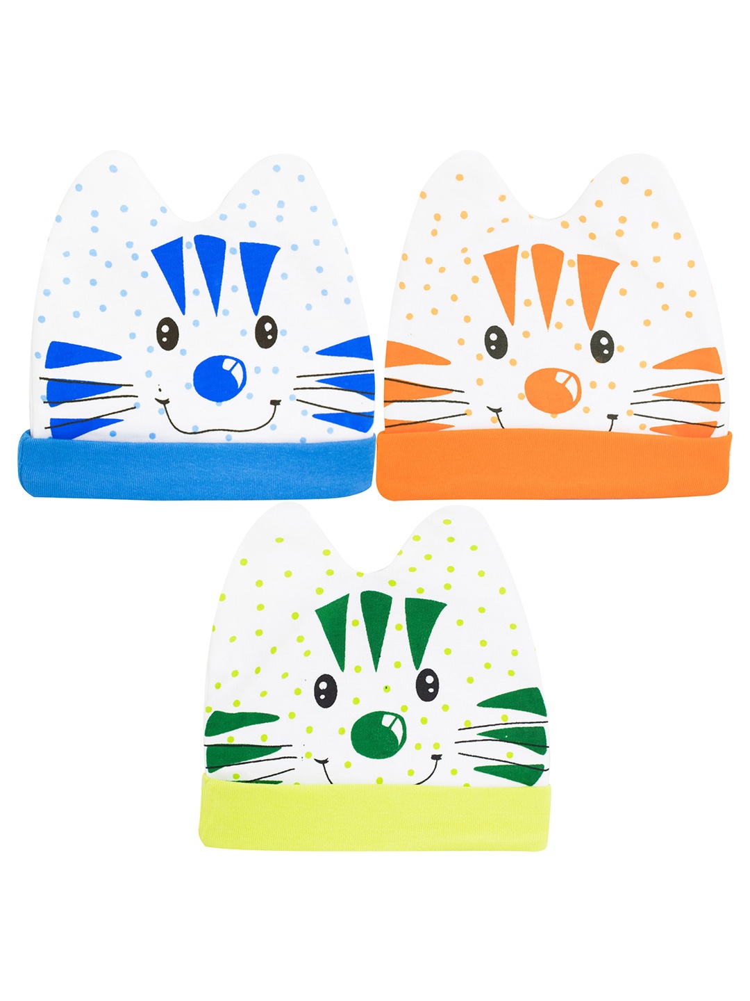 

BAESD Infant Kids Pack of 3 Cotton Printed Beanie, Blue