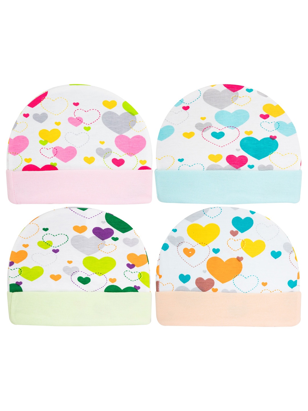 

BAESD Infant Kids Pack of 4 Cotton Printed Beanie, Green