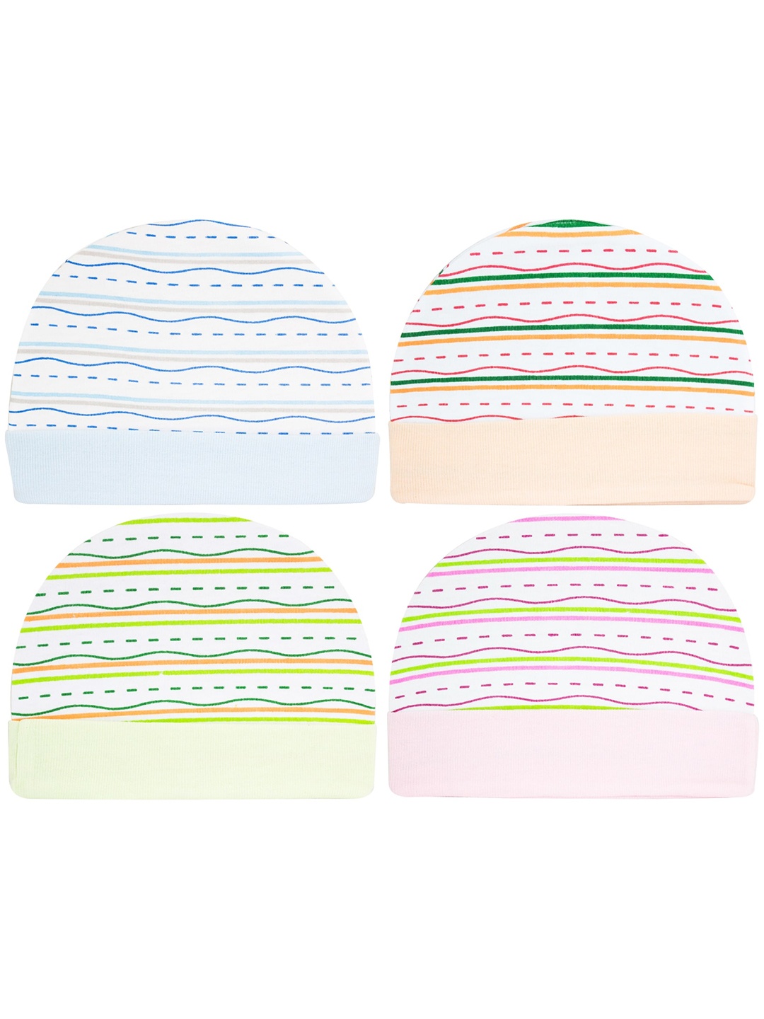 

BAESD Kids Pack Of 4 Printed Cotton Beanie, Blue