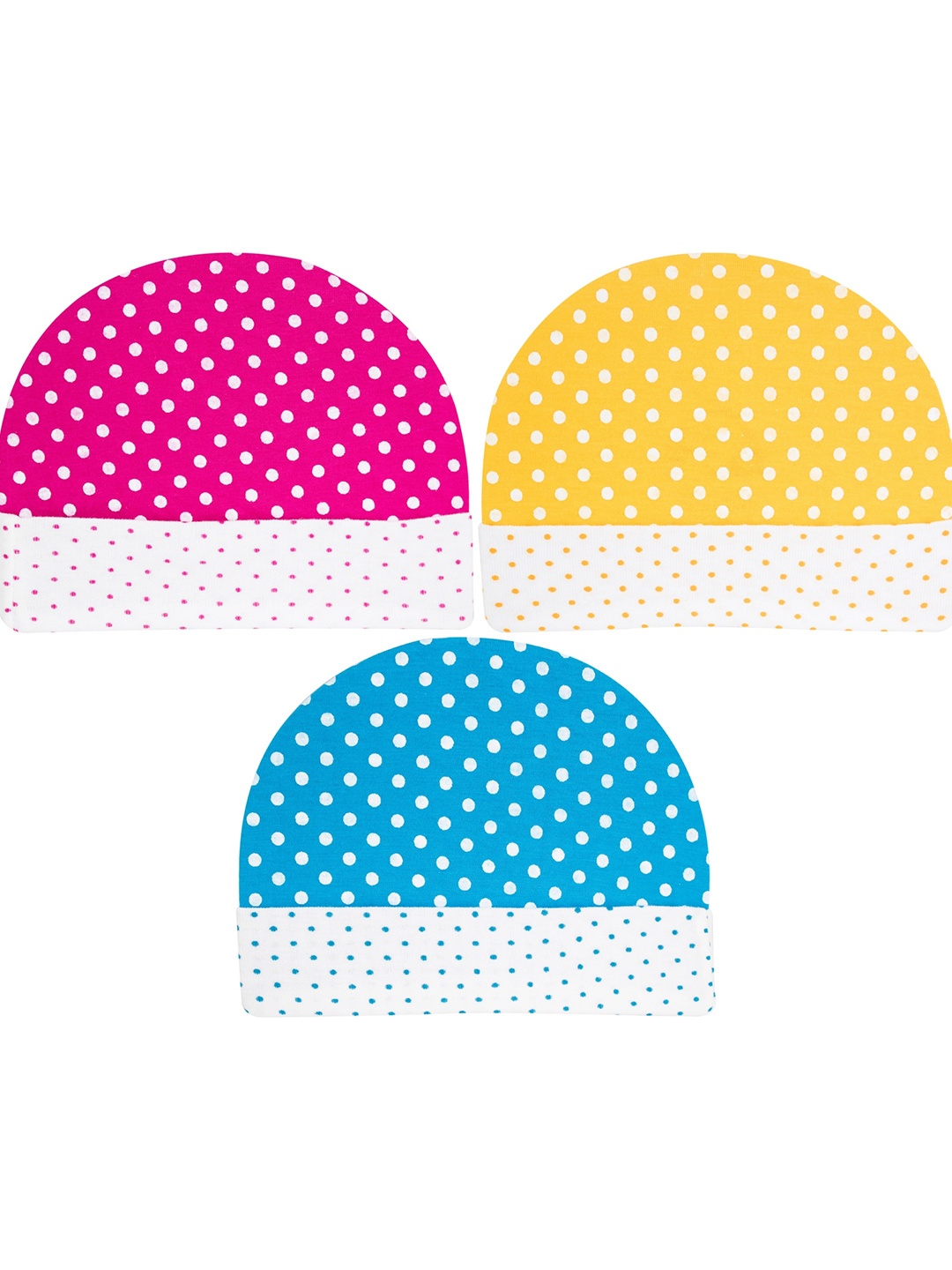 

BAESD Infants Pack Of 3 Printed Cotton Beanies, Pink