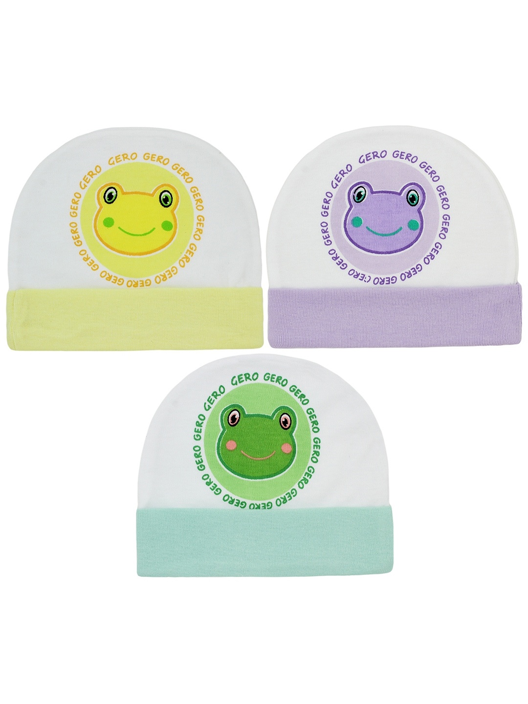 

BAESD Kids Set Of 3 Printed Cotton Beanie, Green