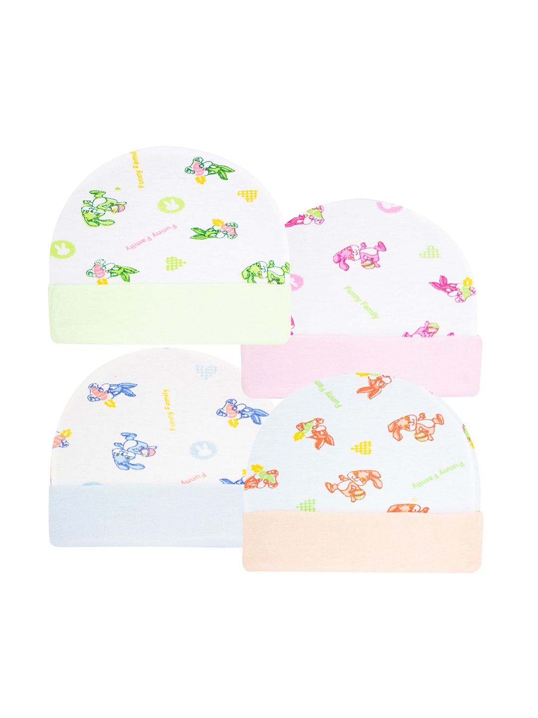 

BAESD Infants Pack Of 4 Printed Cotton Beanie, Green
