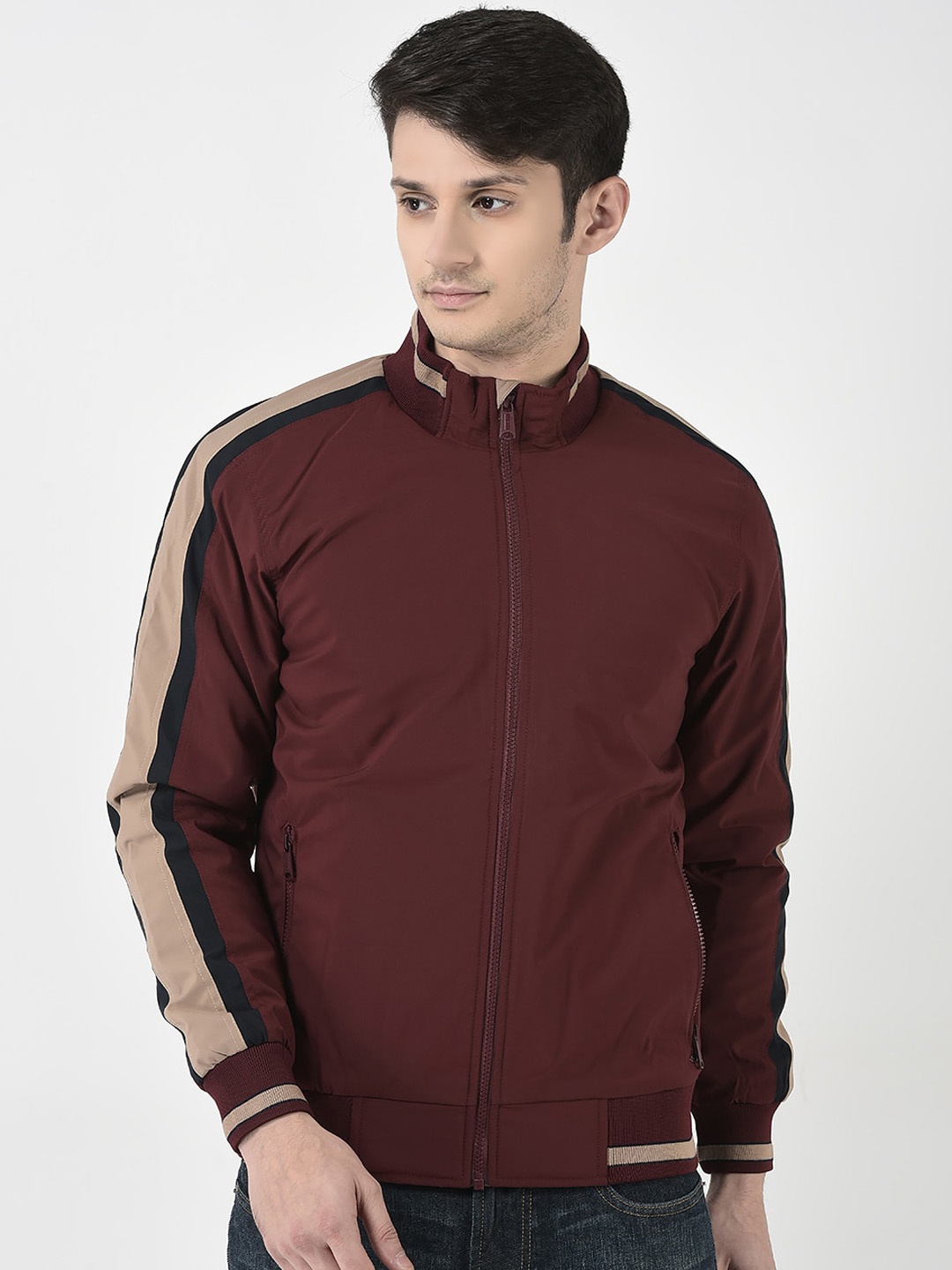 

Numero Uno Mock Collar Bomber Jacket, Maroon