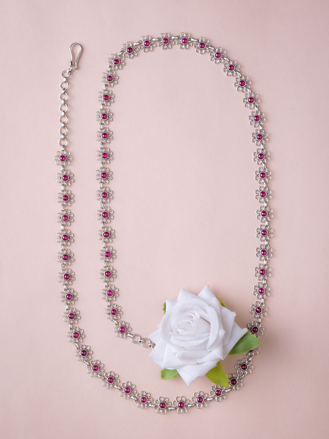 

Shyle 92.5 Sterling Silver Artificial Stones Studded Necklace