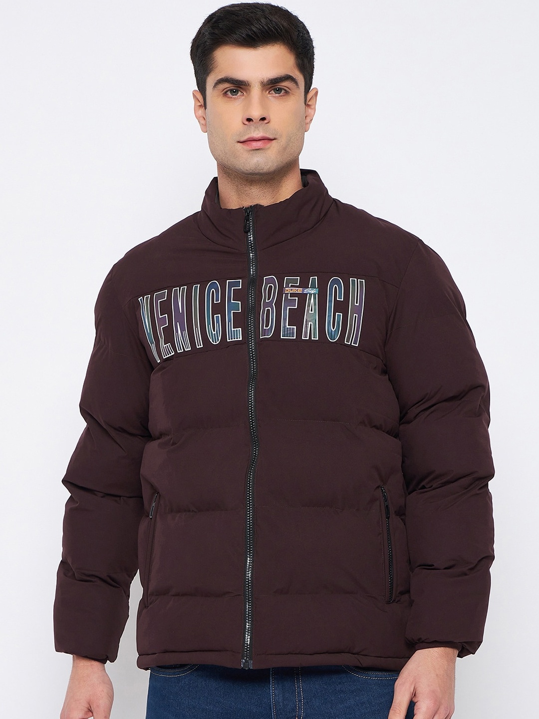 

Duke Typography Printed Padded Jacket, Maroon