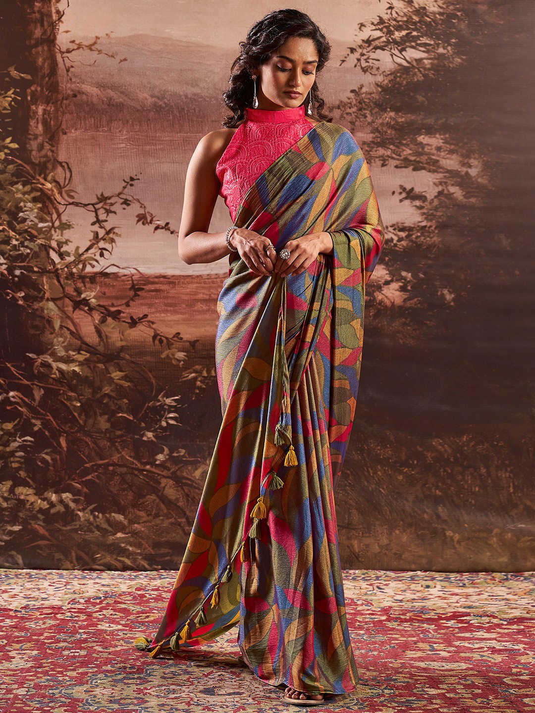 

Satrani Printed Pure Chiffon Saree, Cream