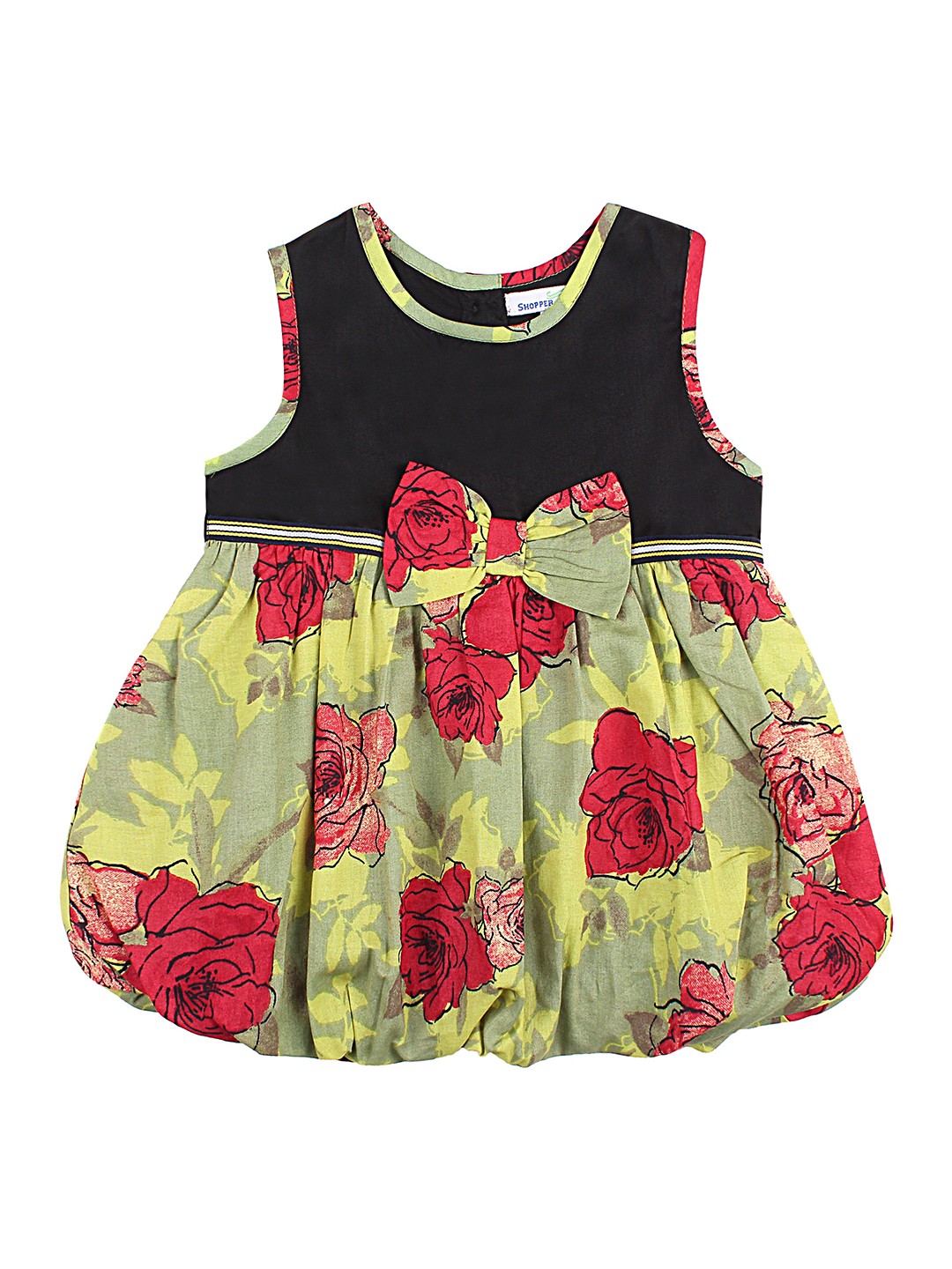 

BAESD Girls Floral Printed Cotton Fit & Flare Dress, Black