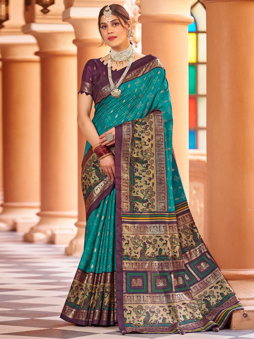 

Satrani Ethnic Motifs Zari Sambalpuri Saree, Blue