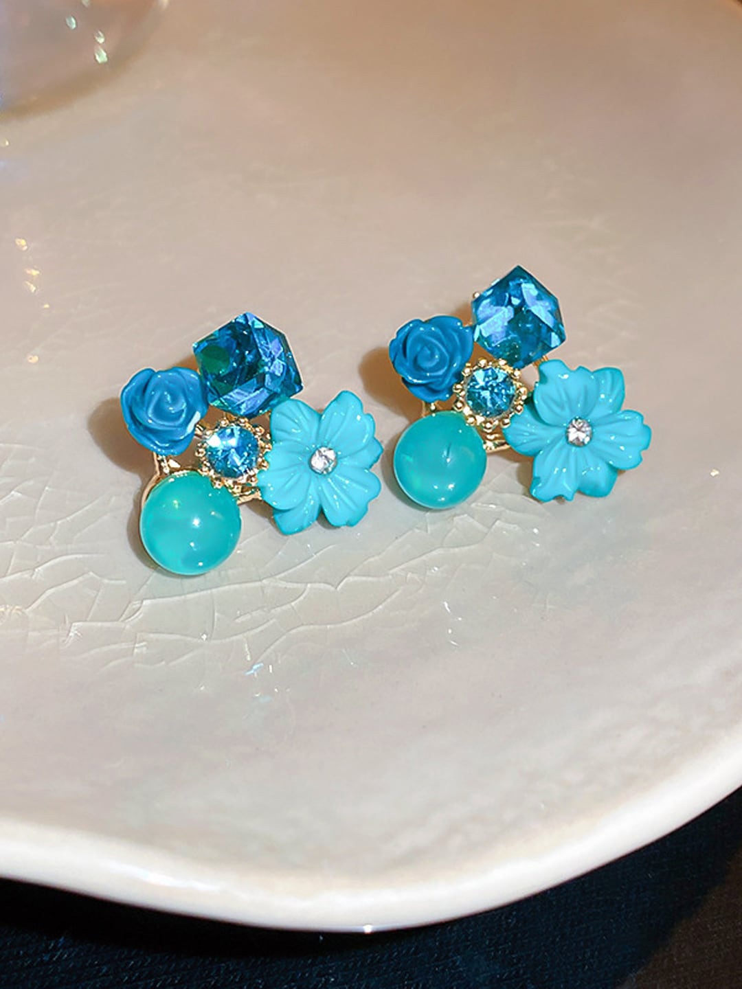 

FIMBUL Floral Shaped Beaded Stud Earrings, Blue