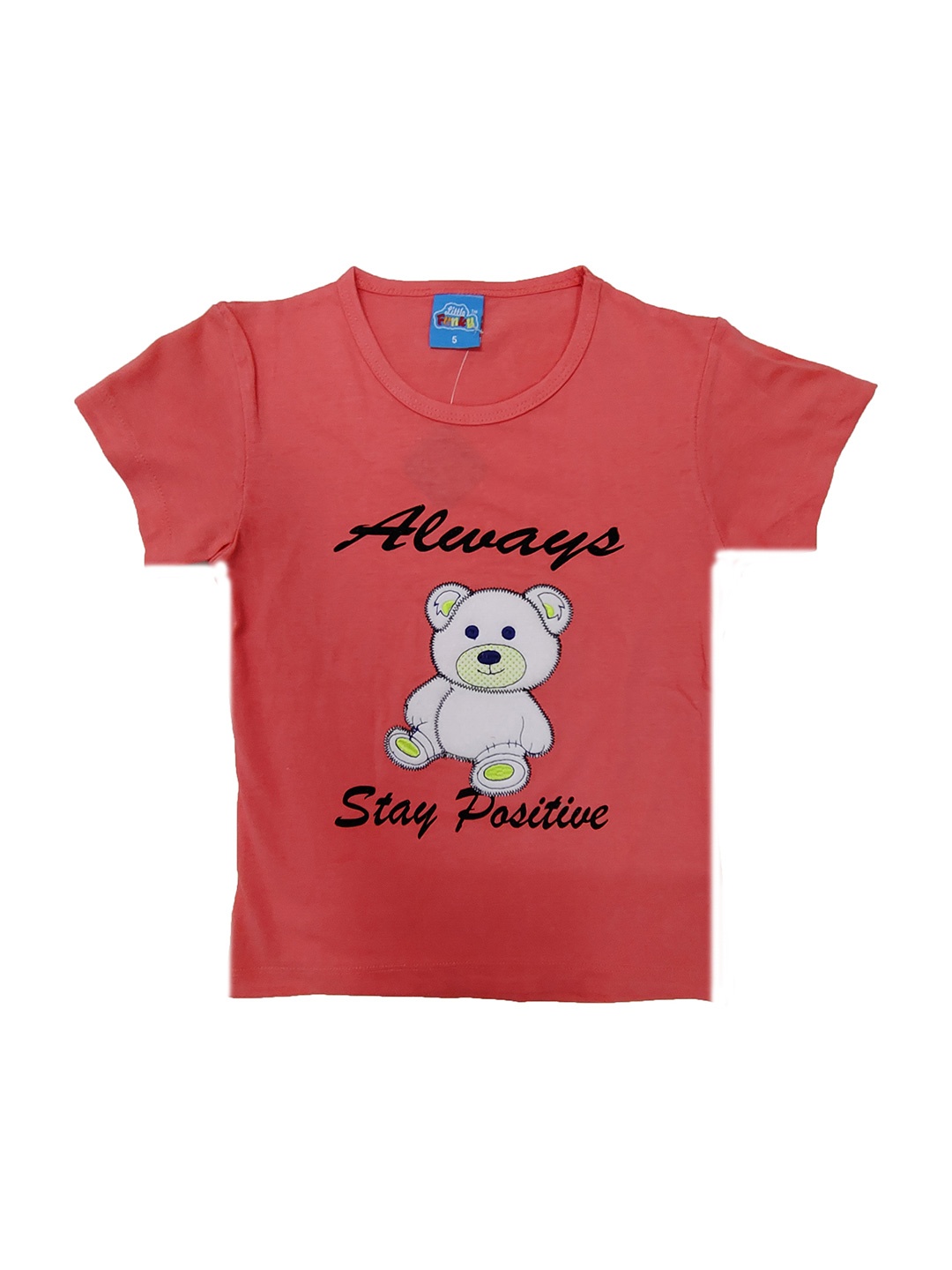 

BAESD Girls Printed anti bacterial Cotton Tshirt, Coral