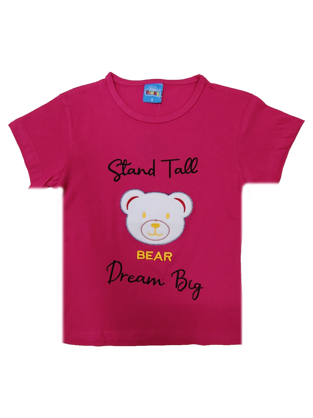 

BAESD Girls Printed Pure Cotton anti bacterial Tshirt, Pink