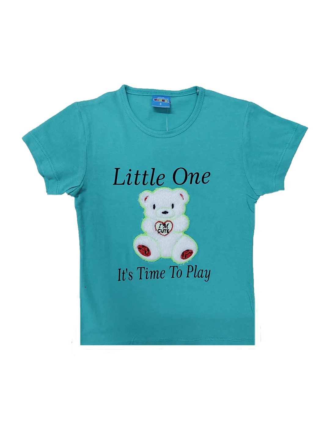

BAESD Girls Printed Pure cotton anti bacterial Tshirt, Turquoise blue
