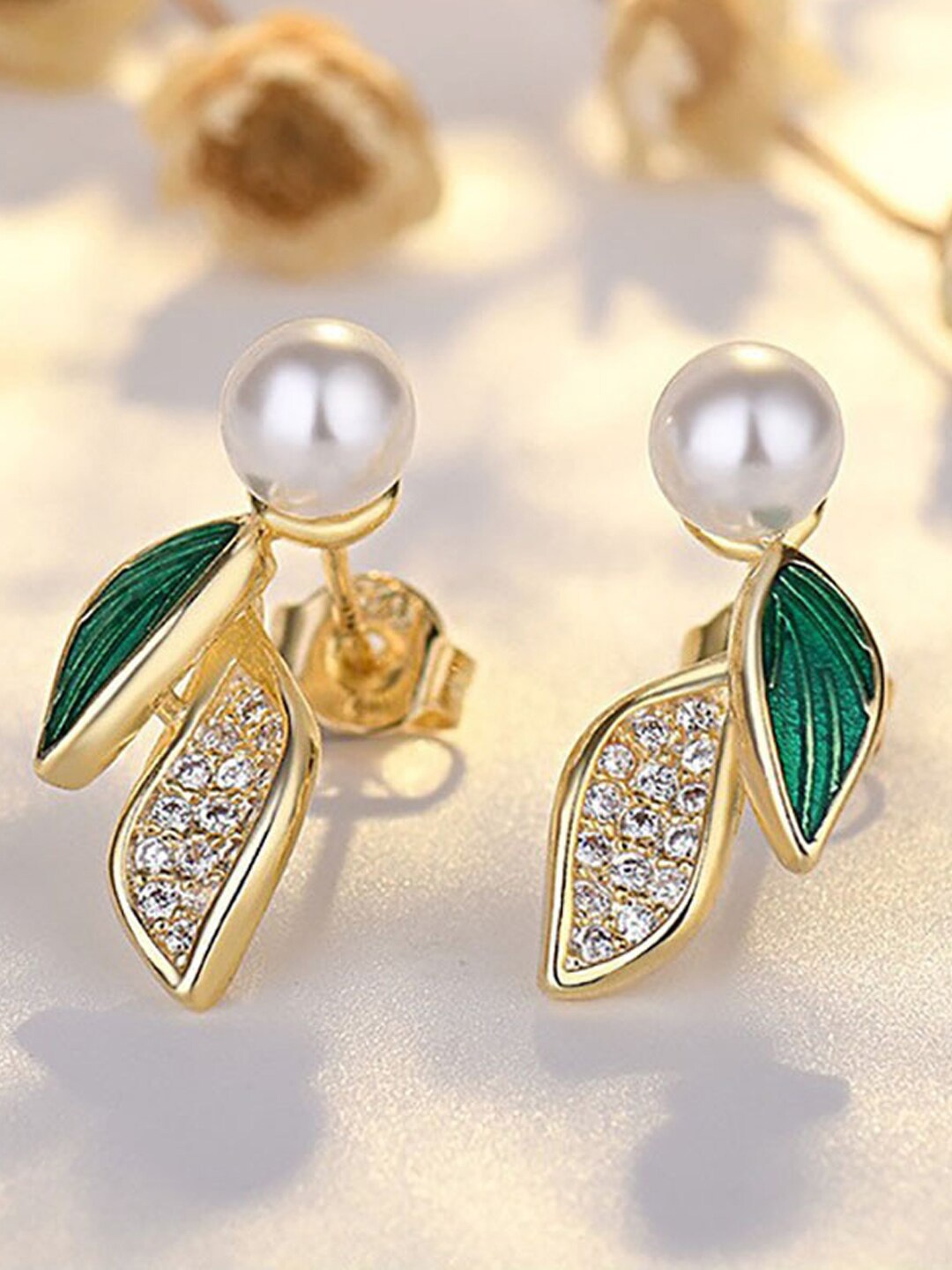 

Krelin Gold-Plated Leaf Shaped Studs Earrings