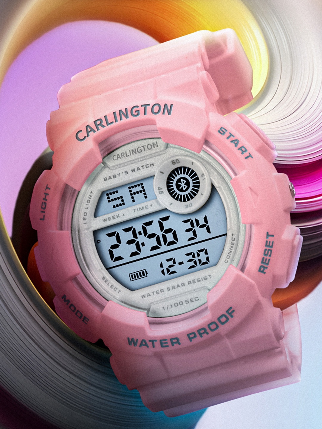 

CARLINGTON Kids Junior Printed Dial & Straps Digital Multi Function Watch 9121 Pink