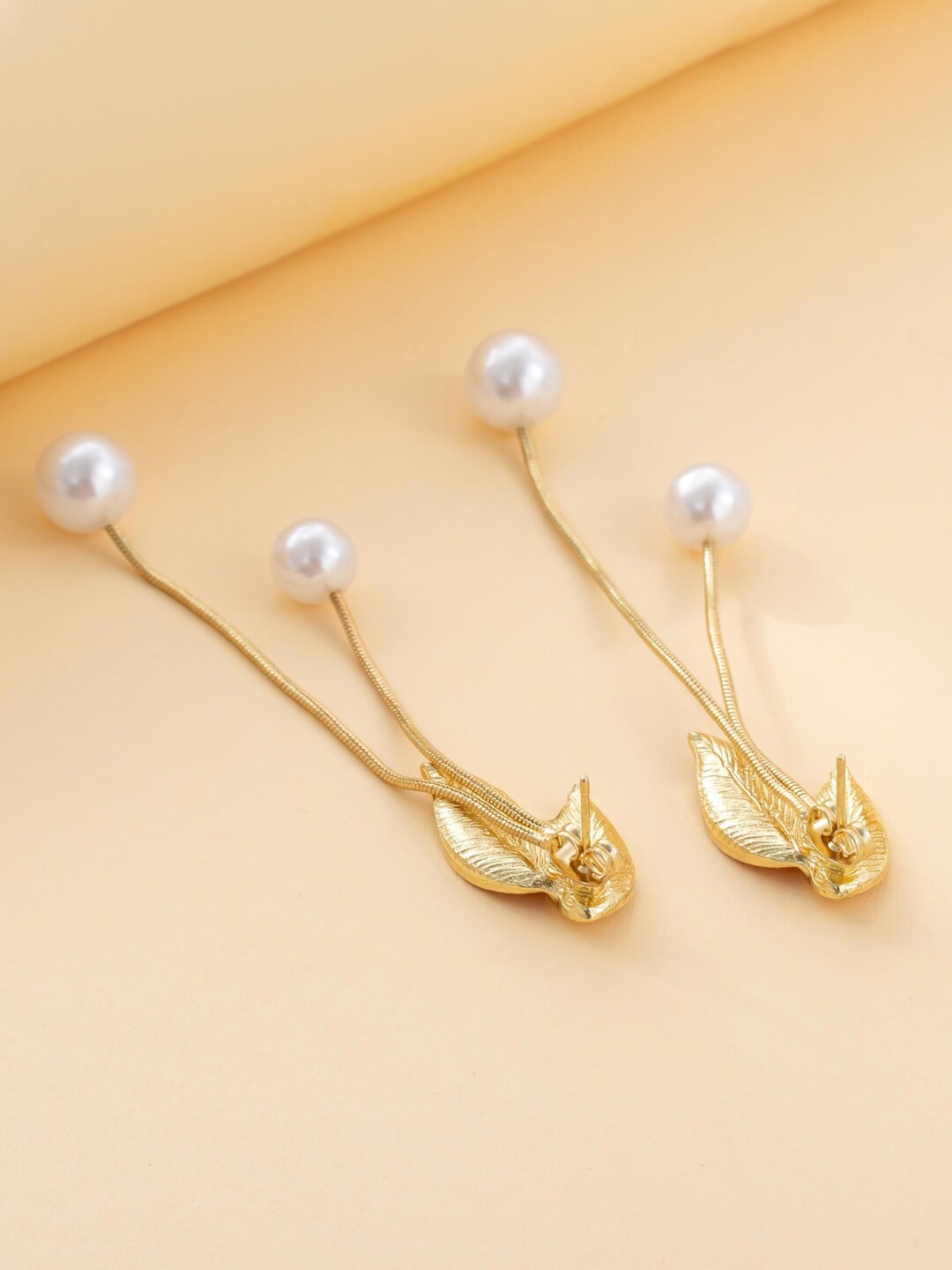

Krelin Gold-Plated Leaf Shaped Drop Earrings