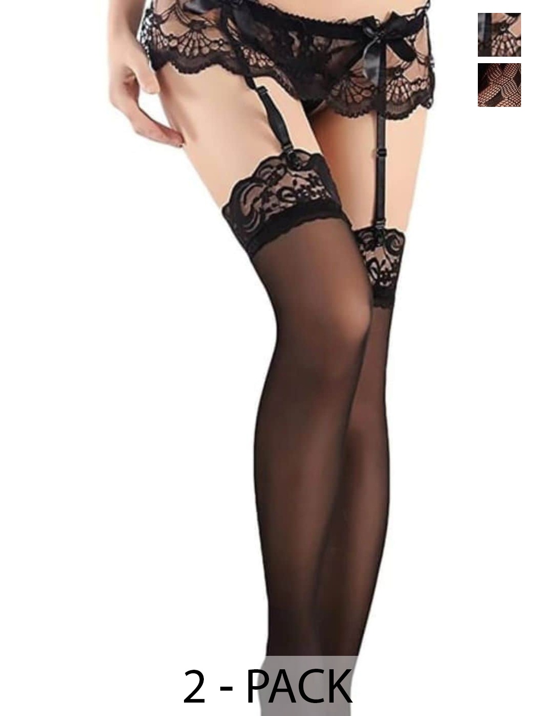 

SECRETS BY ZEROKAATA Women Pack Of 2 Assorted Sheer Stockings, Black