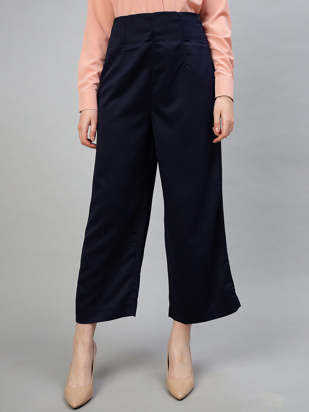 

FITHUB Women Cotton Straight Fit High-Rise Parallel Trouser, Grey