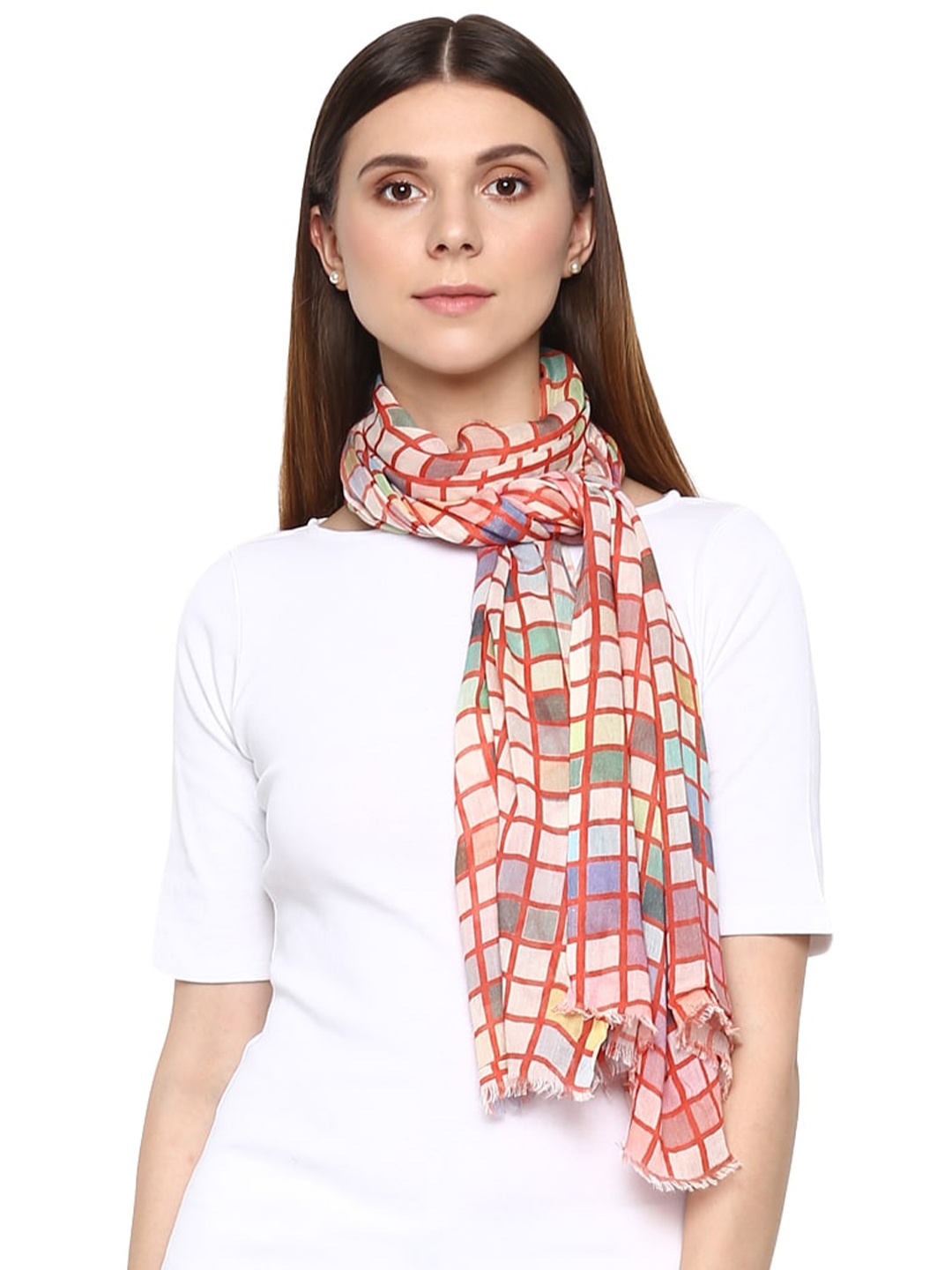 

Rhe-Ana Printed Wool Stole, White