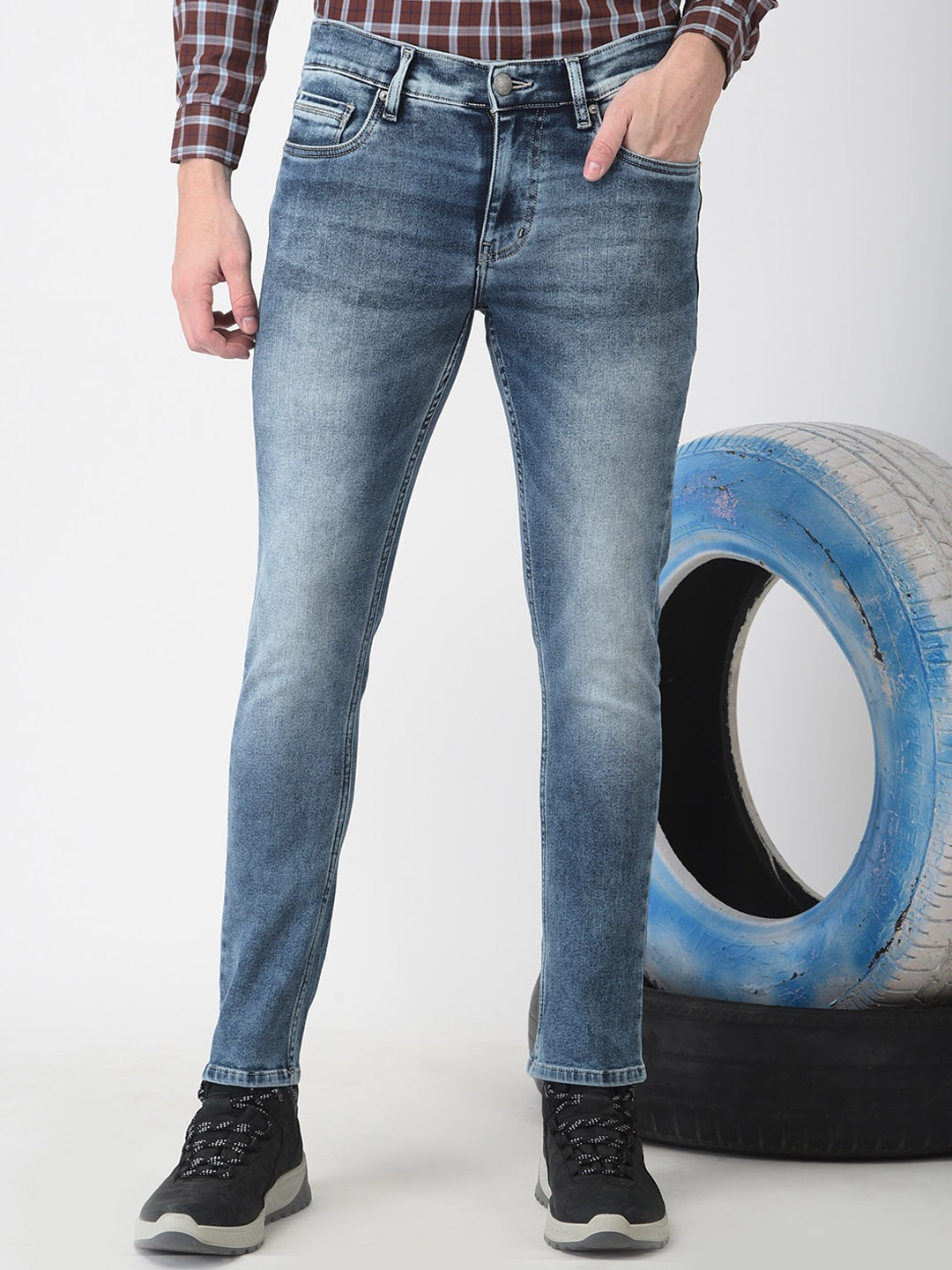 

Numero Uno Men Solid Skinny Fit Sustainable Stretchable Jeans, Blue