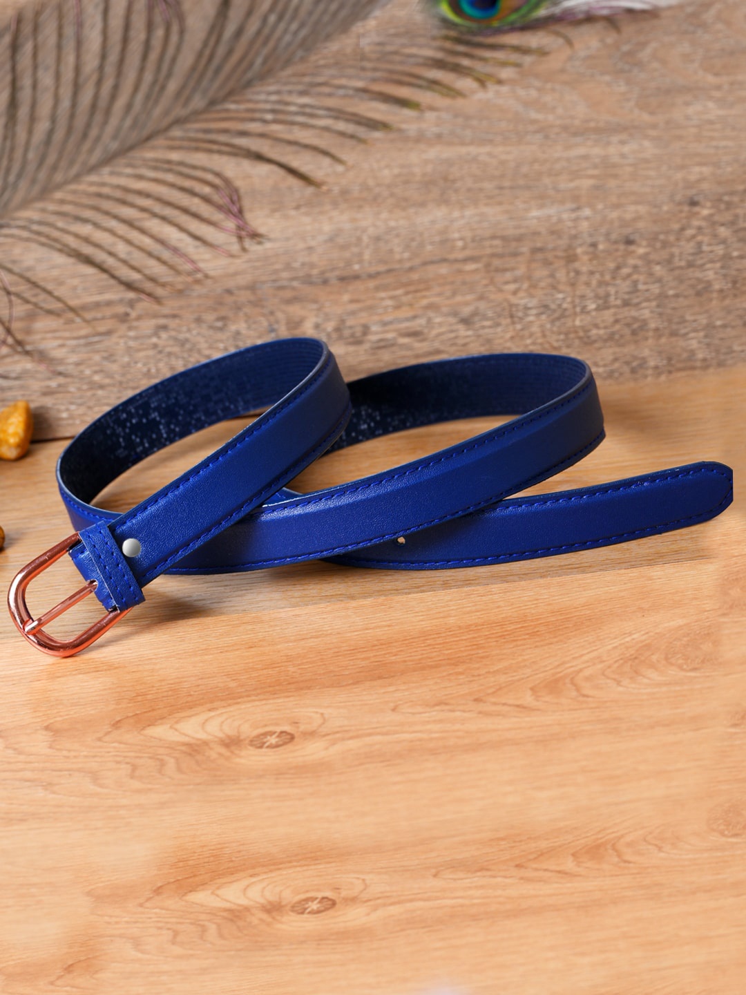 

DressBerry Women Slim Tang Buckel Belt, Blue