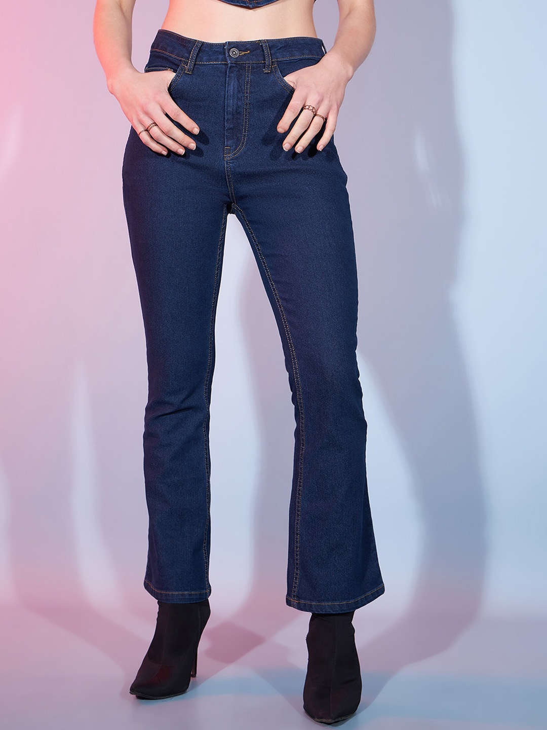 

DressBerry Women Blue Comfort Bootcut High-Rise Clean Look Stretchable Jeans