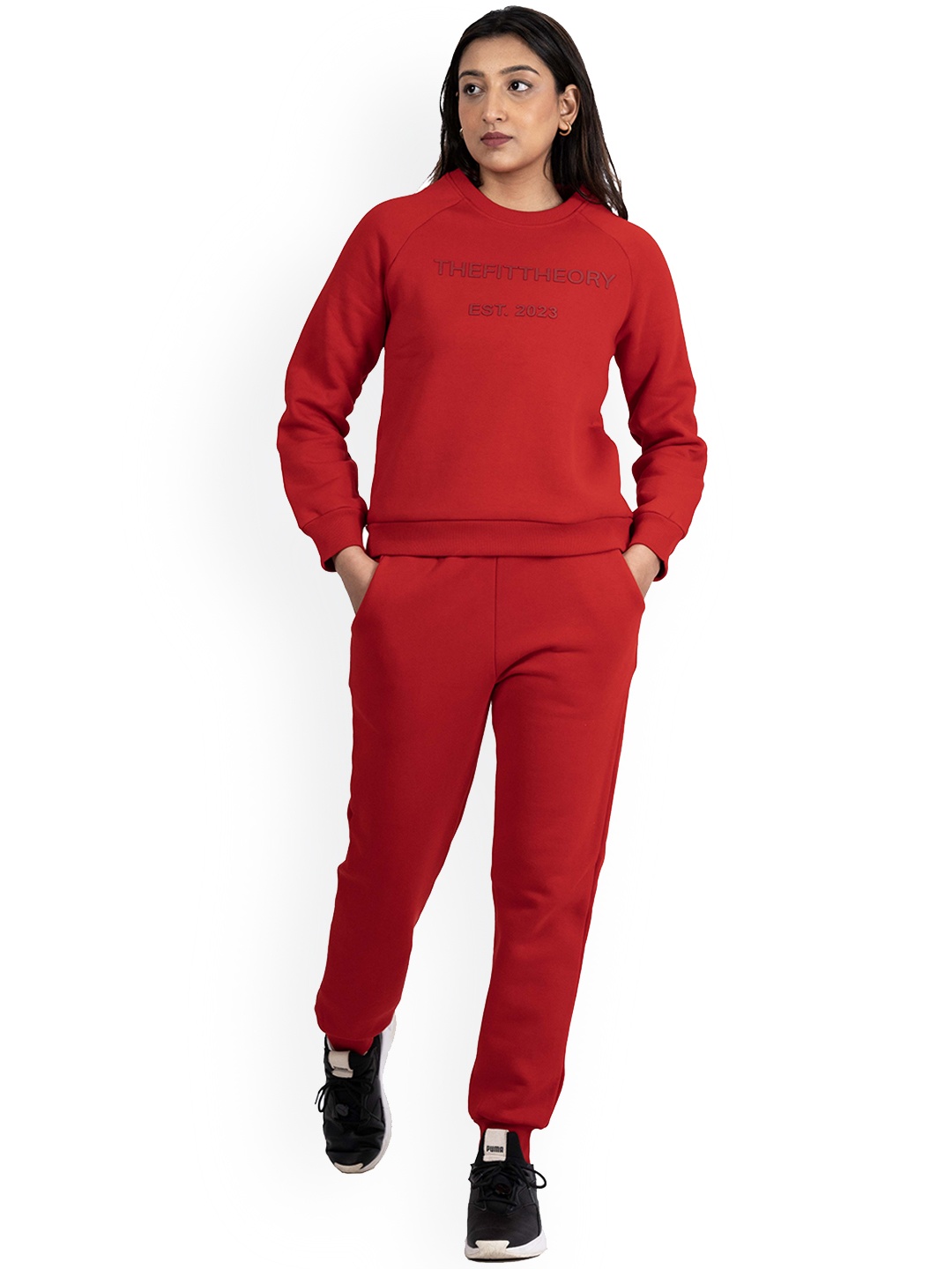 

THEFITTHEORY Printed Sweatshirt & Joggers, Red